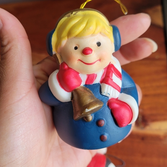 1985 Lot 3 Jasco BearSanta Claus Penguin Boy with Bell Christmas Bells Ornament - Picture 7 of 8
